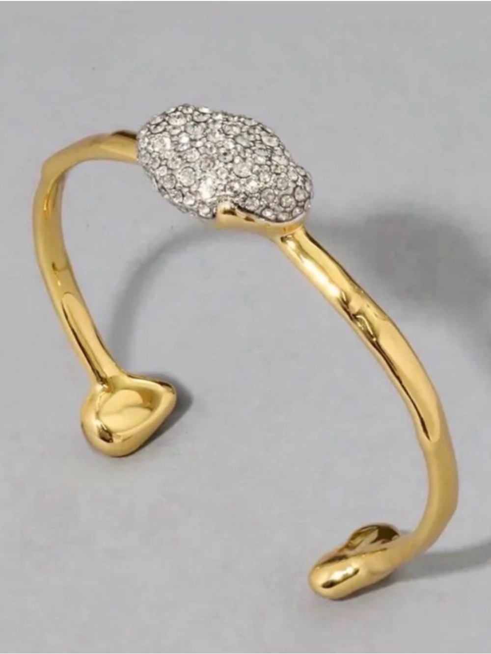 ALEXIS BITTAR Solanales Crystal Pebble Skinny Cuff Bracelet Clear Gold MY21